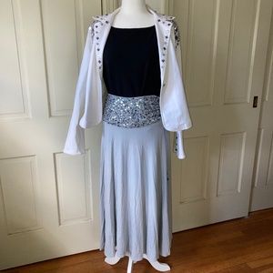 Boston Proper Grey SKIRT with Embellishments